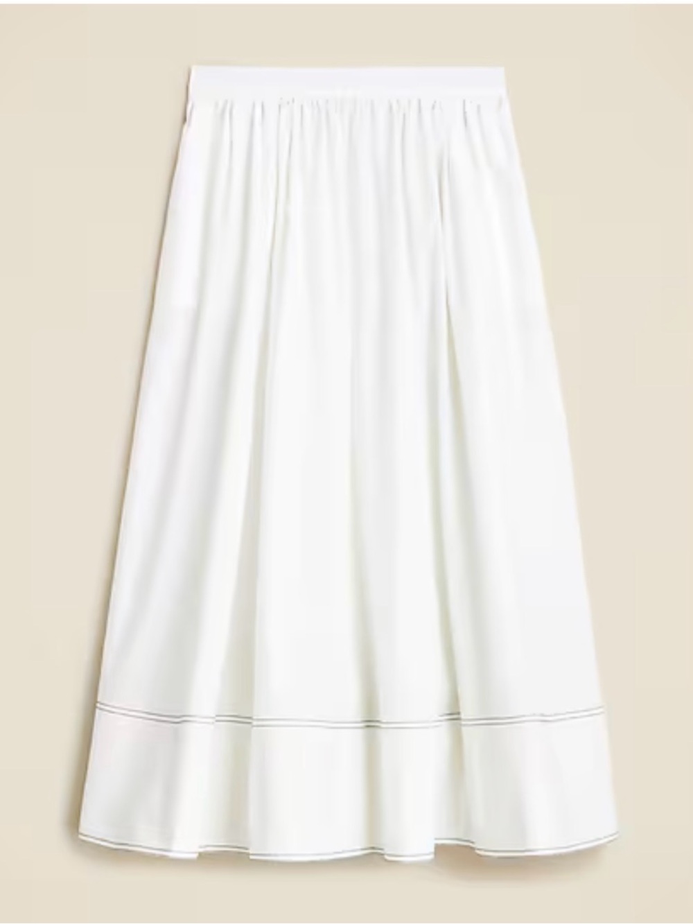 J. Crew White Midi Skirt with Hem Stitching